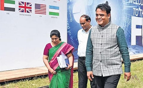 Minister for IT/BT Dr CN Ashwath Narayan inspects Palace Grounds, the venue for  the Bengaluru Tech Summit, on Tuesday | Shashidhar Byrappa