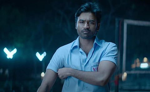 A still from the teaser of Dhanush's Tamil-Telugu bilingual 'Vaathi/Sir.' (Photo | YouTube screengrab)