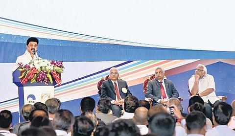 Stalin speaking at an event organised by  Employers’ Federation of Southern India in Chennai on Friday | P Jawahar