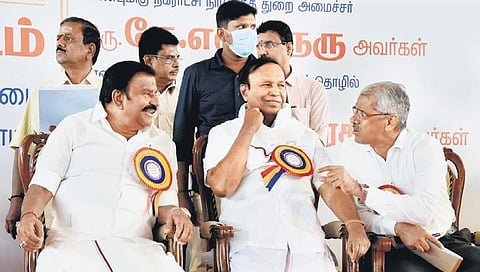 KN Nehru, Minister for Municipal Administration and MP TR Baalu at the first urban ward committee meeting in Pammal | Ashwin Prasath