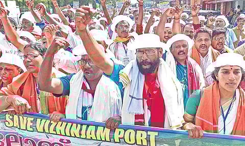 Local residents from Vizhinjam take out a Long March from Mulloor to Secretariat in Thiruvananthapuram demanding the state government’s intervention to expedite the port work | BP Deepu