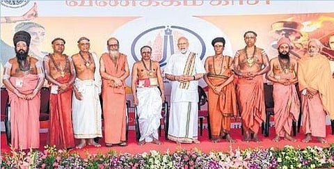 Prime Minister Narendra Modi during the inauguration of Kashi Tamil Sangamam in Varanasi, Nov. 19, 2022. (Photo | PTI)