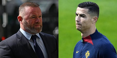 England legend Wayne Rooney, (L), and Portuguese star Cristiano Ronaldo. (File Photo | AFP)