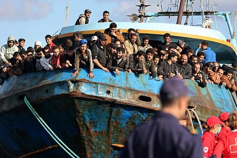 The fishing boat docked at the small Cretan coastal town of Palaiochora. (Photo | AFP)