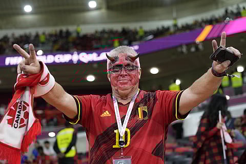 Belgium's supporter waits for the World Cup group F soccer match between Belgium and Canada, at the Ahmad Bin Ali Stadium in Doha, Qatar on Nov 23, 2022. (Photo | AP)