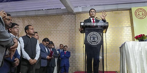 Chief Justice of India (CJI) Justice D.Y Chandrachud during a programme as part of Constitution Day celebrations, in New Delhi. (Photo | PTI)