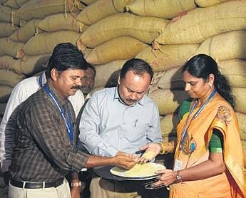 Quality control officials inspecting food storage depot at Chetpet | R Satish Babu