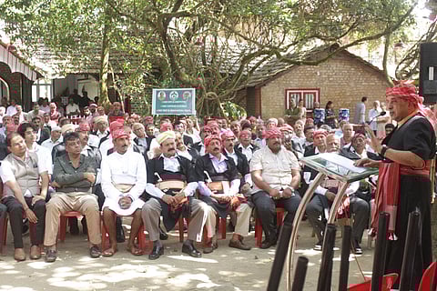 Subramanian Swamy addressing the gathering in Kodagu (Photo | ENS)