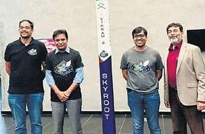 IT & Industries Minister KT Rama Rao with the Skyroot Aerospace team