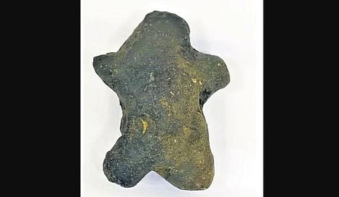 A clay figurine of the ‘Mother Goddess’ that was found in Narmetta village of Nanganoor mandal in Siddipet district