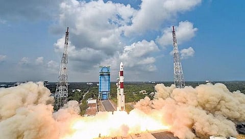 PSLV-C54 carrying earth observation satellite along with eight other satellites after its launch from Satish Dhawan Space Centre in Sriharikota on Saturday | PTI