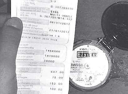 A water bill issued by the BWSSB