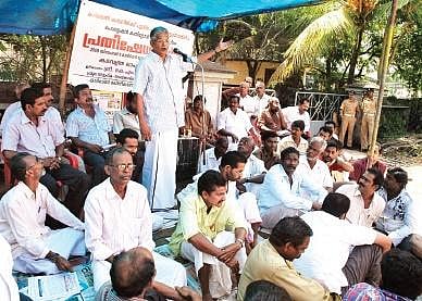 File pic of a protest against the decision to give permission for  a new carbon black plant at Karimugal in 2009 I Express