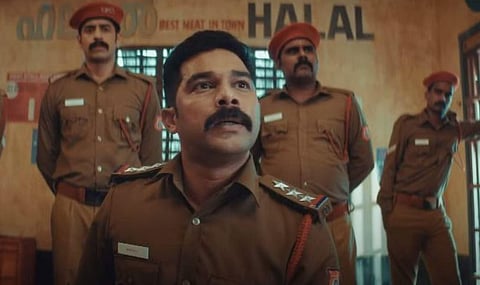 A still from the upcoming Malayalam quirky crime comedy '1744 White Alto' starring Sharafudheen in the lead.