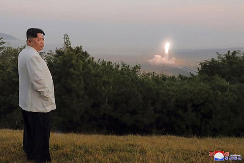 North Korean leader Kim Jong Un inspects a missile test in North Korea, as taken sometime between Sept. 25 and Oct. 9, 2022. (File Photo | AP)