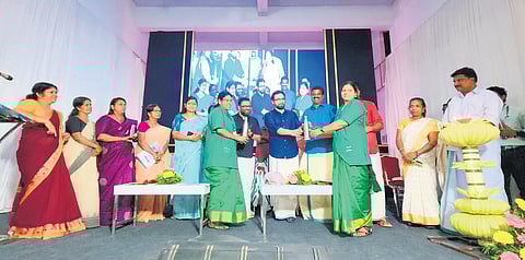 MP John Brittas honours Haritha Karma Sena members at the function held on Wednesday