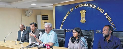 Transport Minister Kailash Gahlot interacts with the media on Wednesday| Express
