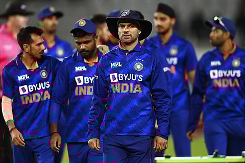 India captain Shikhar Dhawan and teammates leave the field after their loss to New Zealand in the first ODI in Auckland, Nov. 25, 2022. ( File Photo | AP)
