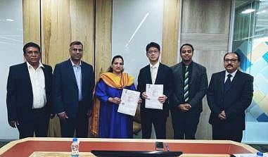 Andhra Pradesh Economic Development Board (APEDB) signing a Memorandum of Understanding (MoU) with MUFG (Mitsubishi UFJ Financial Group) Bank  (Photo | APEDB @ Twitter)