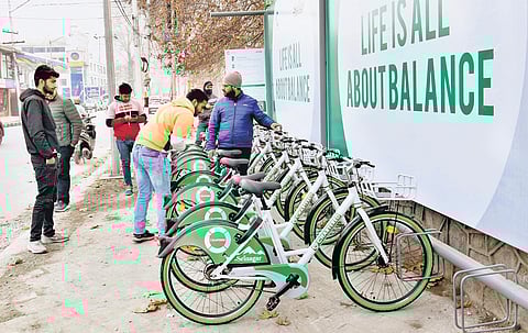 City authorities have collaborated with Bhopal-based startup Chartered Bike for the project. (Photo | Zahoor Punjabi, EPS)