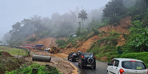 Damaged NH 275 near Madikeri (File photo | EPS)