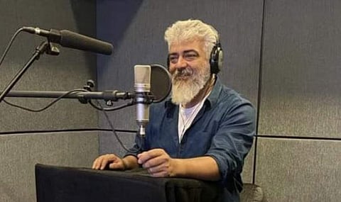 Actor Ajith dubbing for his latest Tamil film 'Thunivu'