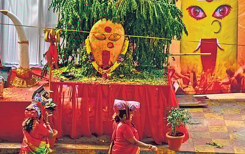 Devotees take part in Giri Pradakshina on last day of deeksha relinquishment at Kanaka Durga Temple in Vijayawada on Wednesday (File photo) | Prasant Madugula