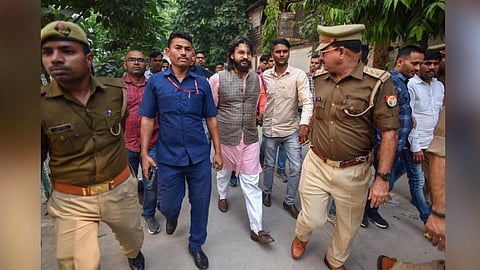 Abbas Ansari, Suheldev Bharatiya Samaj Party MLA and son of gangster-turned-politician Mukhtar Ansari, being produced to a court after his arrest by ED.