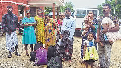 Ten Sri Lankan Tamils were rescued from Naduthurai islet near Dhanushkodi in Ramanathapuram district early on Saturday | Express