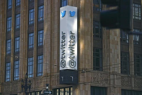 Twitter signage is seen outside Twitter headquarters on Friday, Nov. 4, 2022, in San Francisco. (Photo | AP)