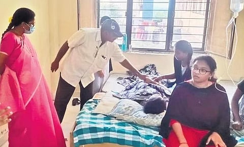 Students of Rajiv Gandhi University of Knowledge Technologies in Etcherla undergo medical treatment on Saturday | Express