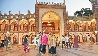 Visitors at Masjid E Khadria during a masjid tour to promote communal harmony, in Bengaluru on Saturday | Vinod Kumar T