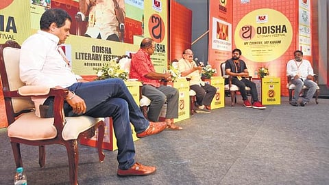 Filmmaker Sanjoy Patnaik, film historian Surya Deo, director-actor Prashanta Nanda, actor Sabyasachi Mishra and director of SRFTI Himanshu Khatua | Express
