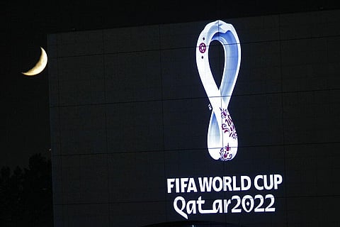 The 2022 Qatar World Cup logo is projected on the opera house of Algiers, Tuesday Sept. 3, 2019. (Photo | AP)