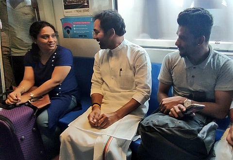 Union Minister G Kishan Reddy interacts with passengers on a metro plying from Vadapalani to Alandur | Express