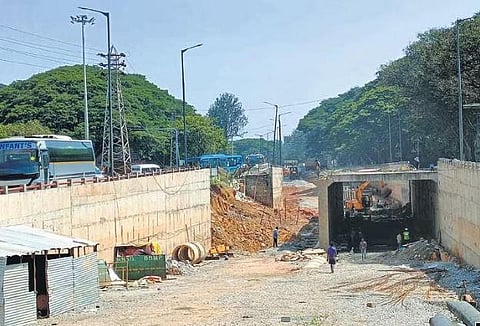 Work underway to complete the Rs 19-crore HAL underpass in Bengaluru.  ​