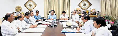 MAUD Minister KT Rama Rao speaks during a review meeting about Hyderabad Metro Phase II project on Wednesday. (Photo | EPS)