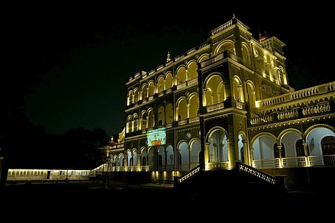 Aga Khan Palace illuminated with G20 logo to mark the beginning of India's G-20 Presidency, in Pune. (File Photo | ANI)