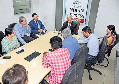 Karnataka Lokayukta Justice BS Patil chats with Express journalists at the  TNIE office in Bengaluru | vinod kumar T