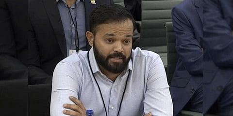 Former cricketer Azeem Rafiq gives evidence during a parliamentary hearing on sport governance in London, Tuesday, Nov. 16, 2021. (File Photo | AP)