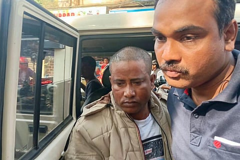 CBI produces Jahangir Sheikh before Rampurhat Sub-Divisional court in connection with the 'March 21 massacre case' at Bogtui village, in Birbhum. (Photo | PTI)