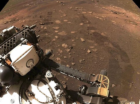 This photo made available by NASA was taken during the first drive of the Perseverance rover on Mars on March 4, 2021. (Photo | AP)