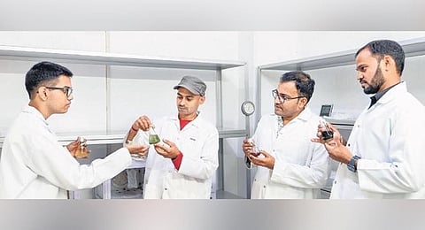 Sarvesh explains the outcome of his study to senior researchers at ICRISAT recently