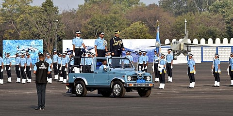 Air Chief Marshal Shaikh Abdul Hannan, Chief of the Bangladesh Air Force, reviews the Combined Graduation Parade at Air Force Academy, Dundigal about 47kms from Hyderabad, Dec. 17, 2022. (Photo | PTI)