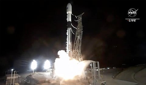A SpaceX rocket carrying the Surface Water and Ocean Topography satellite lifts off from Vandenberg Space Force Base in California on December 16, 2022 | AP