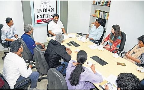 ​  Minister for Agriculture BC Patil during an interaction with TNSE editors and journalists at the TNIE office in Bengaluru | Vinod Kumar T  ​