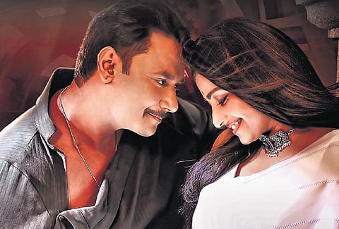 Darshan and Rachita Ram in a still from Kranti.