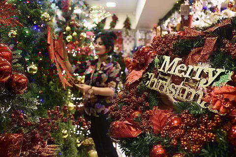 With a week to go for Christmas, shops in the Chennai city are attracting people with ornaments and colourful decorations. (Photo | Ashwin Prasath, EPS)