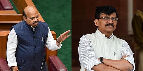 Karnataka Chief Minister BS Bommai, (L), and Shiv Sena (UBT) leader Sanjay Raut. (File Photo | PTI)