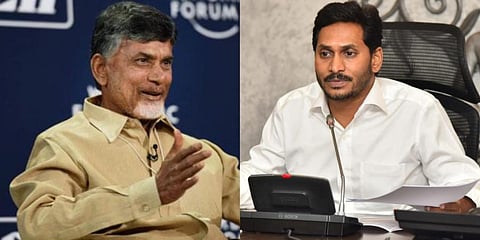 TDP supremo N Chandrababu Naidu, (L), and YSRCP chief and Andhra CM YS Jagan Mohan Reddy. (File Photo | PTI)